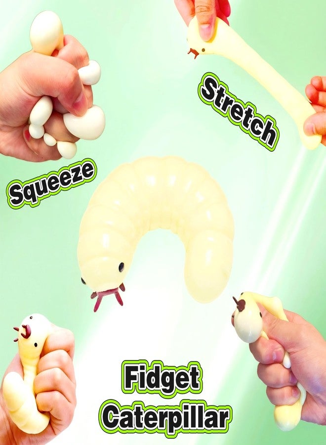 EVDERS 1Pcs Stretchy Caterpillar Squishy Sensory Caterpillar Fidget Toy Squeeze Toys for Kids Fidget Slug Toy Stress Ball Stress Relief Party Favors Classroom Prizes - Image 3